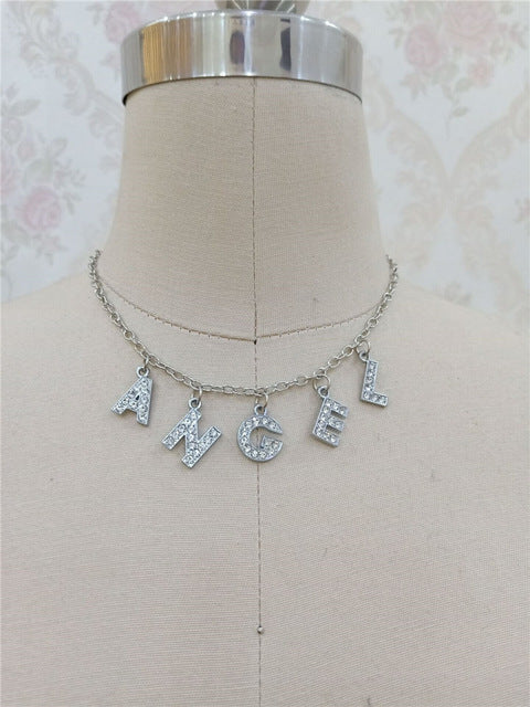 Angel Crystal Silver Choker Necklace