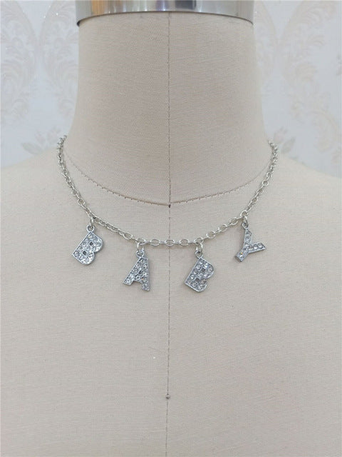 Baby Crystal Silver Choker Necklace
