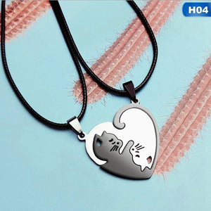 Cat Couple Necklace cat necklace, couple necklace, relationship necklaces, couple chains, his and hers necklaces