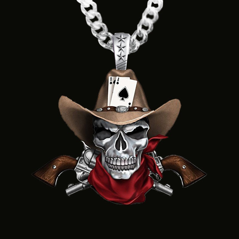 Cowboy Hat Skull Necklace