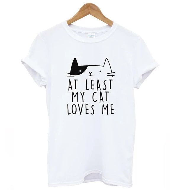 At Least My Cat Loves Me Print T-Shirt