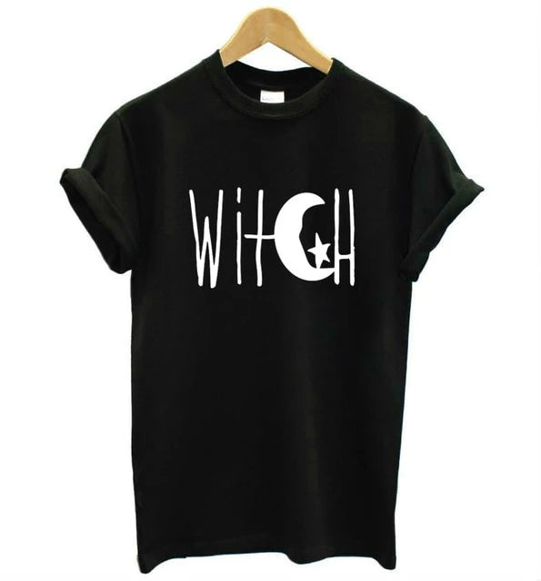Witch Crescent Moon and Star Women T-Shirt