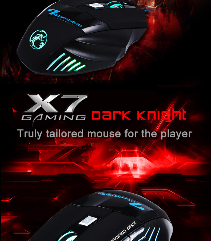Estone X7 3200DPI LED Optical 7D USB Wired Gaming Mouse - BLACK