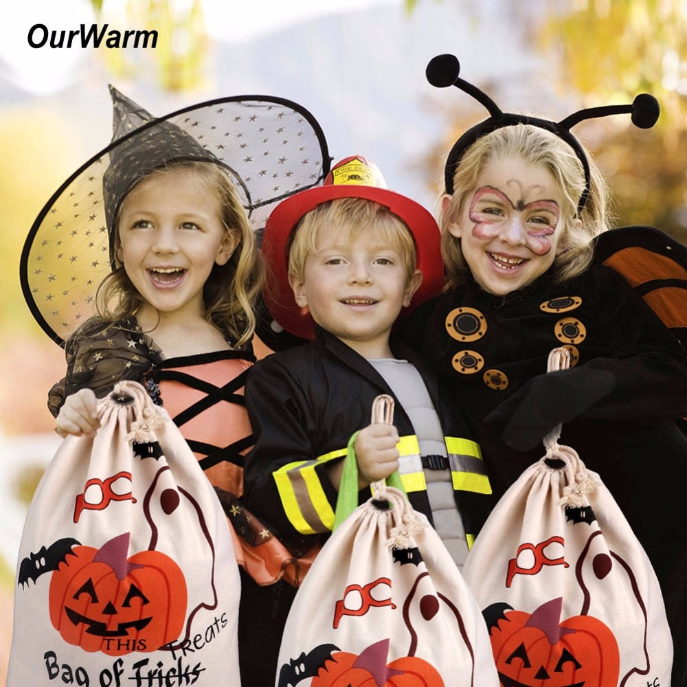 Halloween Cotton Canvas Trick or Treat Bags Halloween Decoration