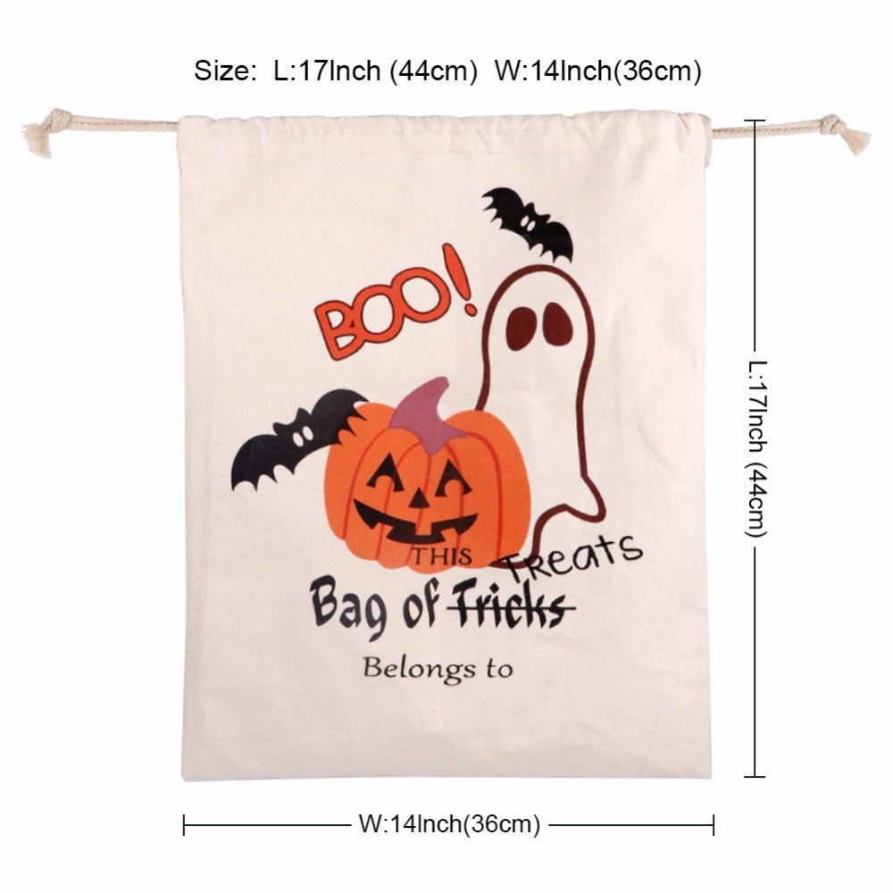 Halloween Cotton Canvas Trick or Treat Bags Halloween Decoration