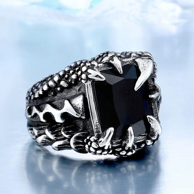 Dragon Claw Ring With Red/Blue/Black Stone