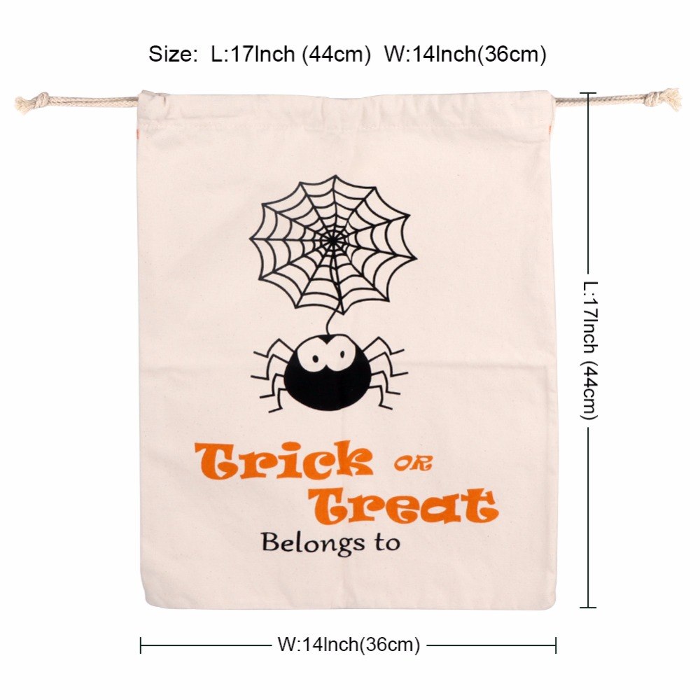 Halloween Cotton Canvas Trick or Treat Bags Halloween Decoration