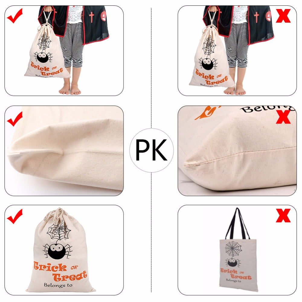 Halloween Cotton Canvas Trick or Treat Bags Halloween Decoration