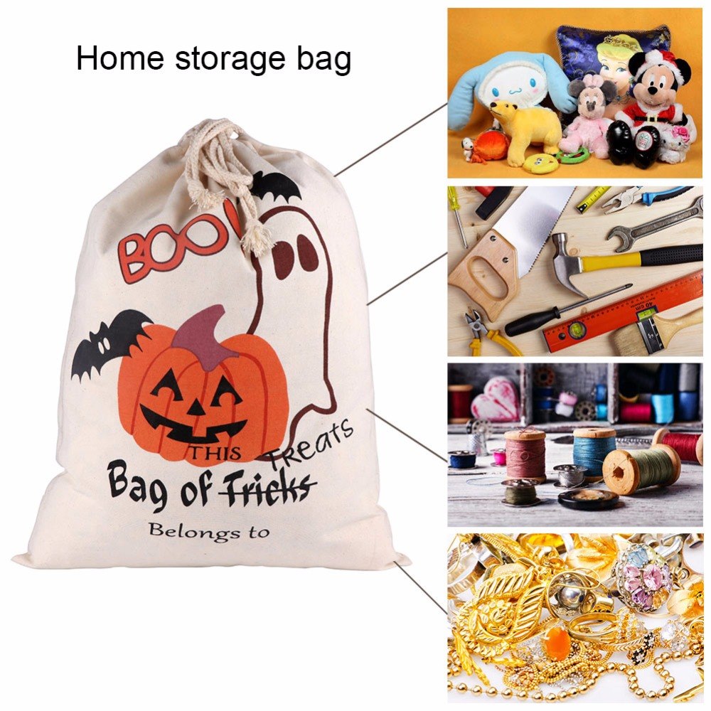 Halloween Cotton Canvas Trick or Treat Bags Halloween Decoration