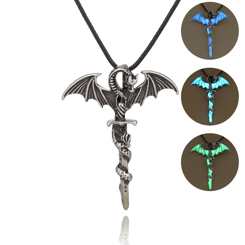 Glow In The Dark Dragon Sword Necklace