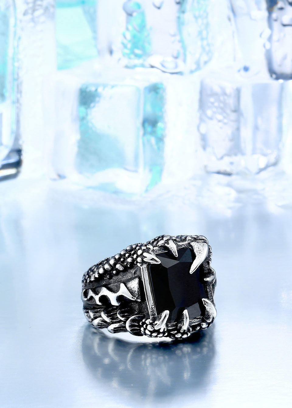 Dragon Claw Ring With Red/Blue/Black Stone