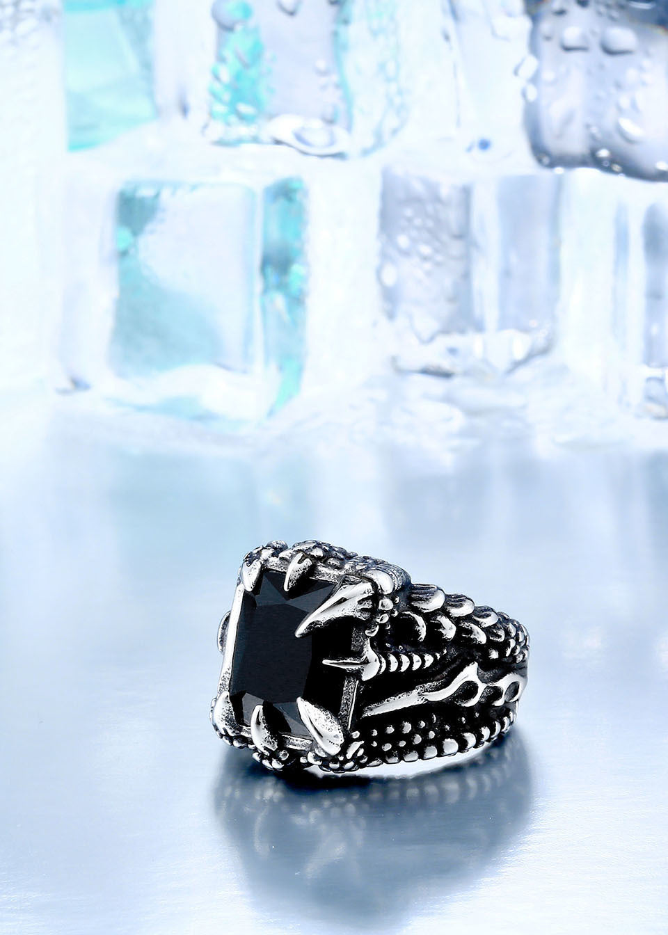 Dragon Claw Ring With Red/Blue/Black Stone