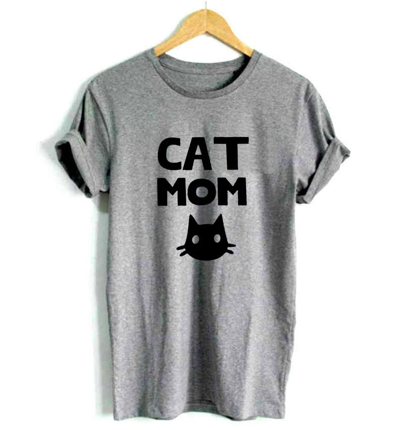 Cat Mom Print Womens T-Shirt