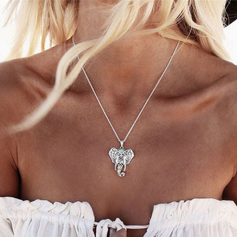 Boho Elephant Pendant Necklace