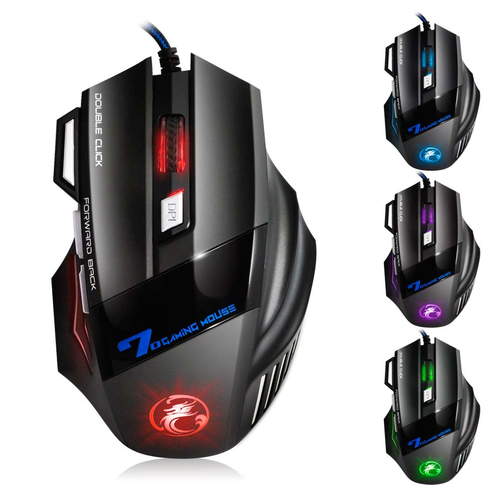 Estone X7 3200DPI LED Optical 7D USB Wired Gaming Mouse - BLACK