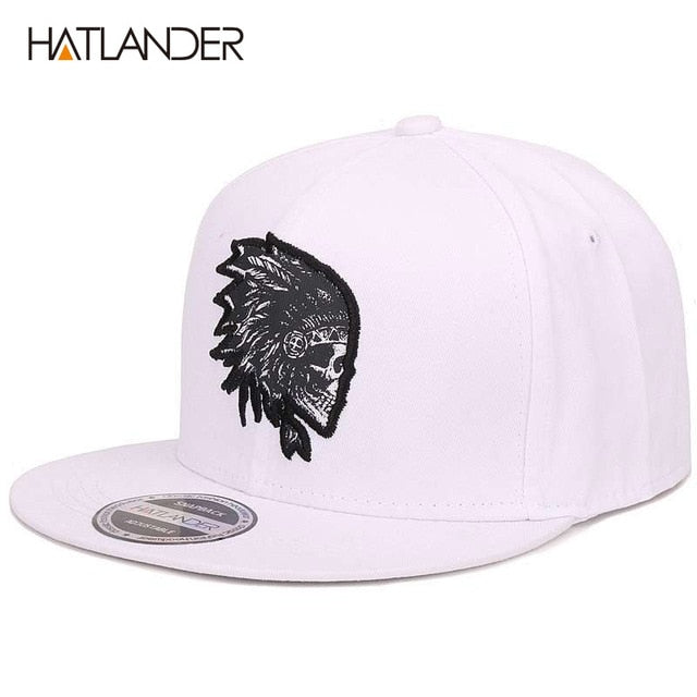 Embroidered Skull Snapback Hat