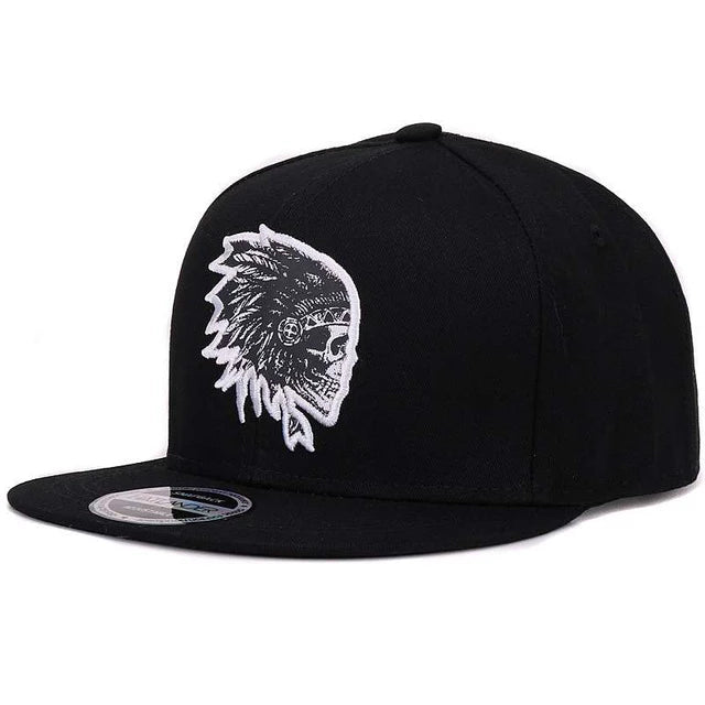 Embroidered Skull Snapback Hat