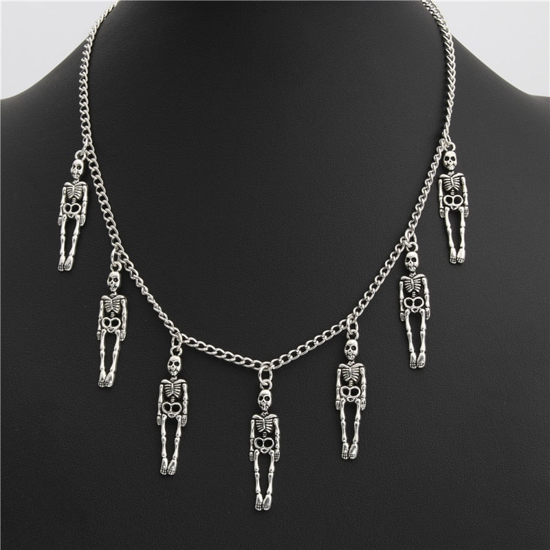 skeleton necklace mens skull necklace