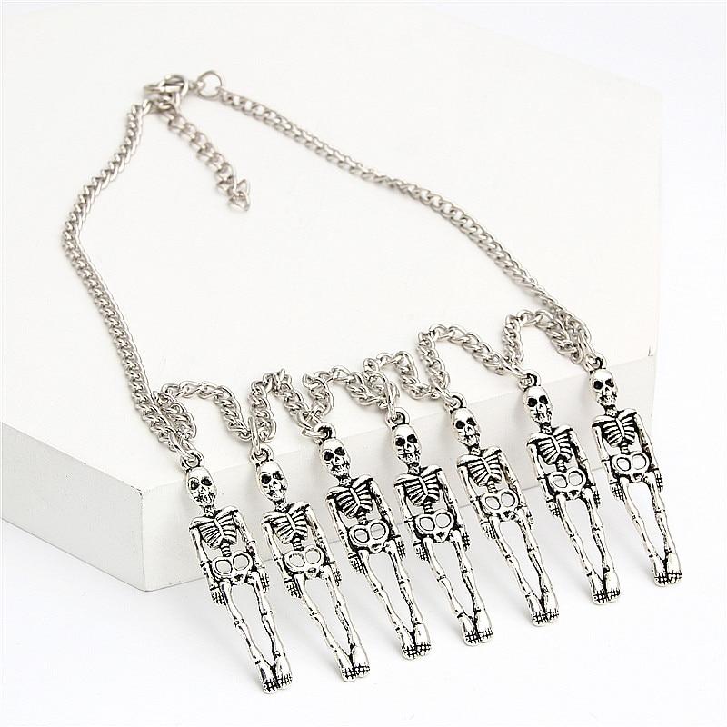 skeleton necklace mens skull necklace