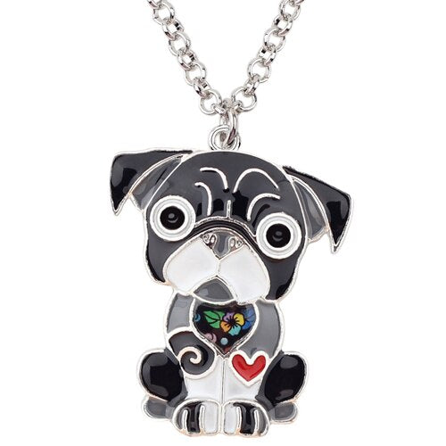 Bright Enamel Pug Dog Necklace