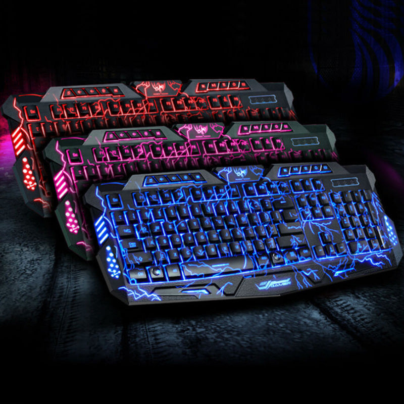 GameRaptor Tri-Color Backlight Computer Gaming Keyboard & Gaming Mouse