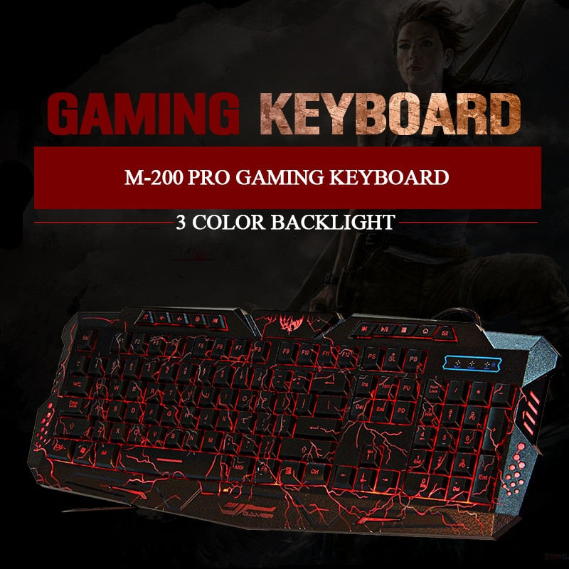 GameRaptor Tri-Color Backlight Computer Gaming Keyboard & Gaming Mouse