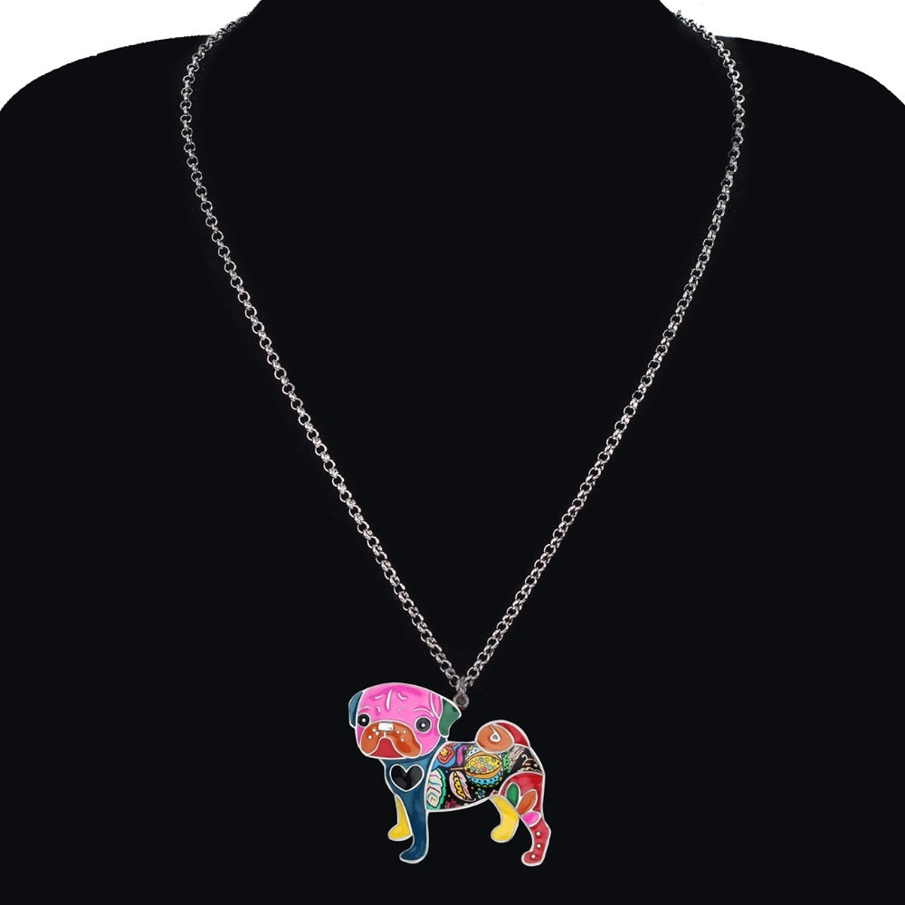 Pug Enamel Necklace