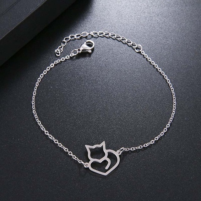 cat bracelet cat charm bracelet silver cat bracelet gold cat bracelet