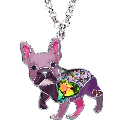 Frenchie French Bulldog Enamel Necklace
