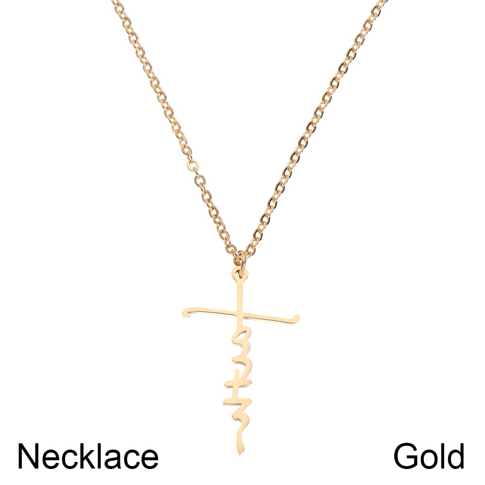 Faith Stainless Steel Pendant Necklace