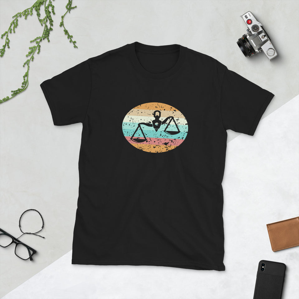 Lawyer Scales Of Justice Retro Sunset T Shirt | Lawyer Tshirt | Lawyer Unisex T-Shirt