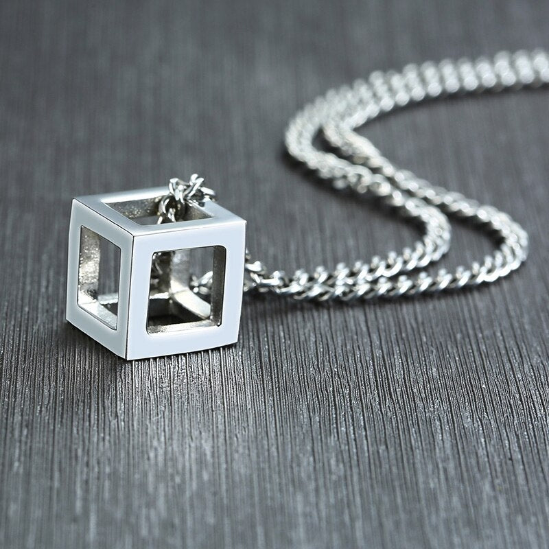 Men's Stainless Steel Necklace Cube Necklace Geometry Puzzle Necklace
