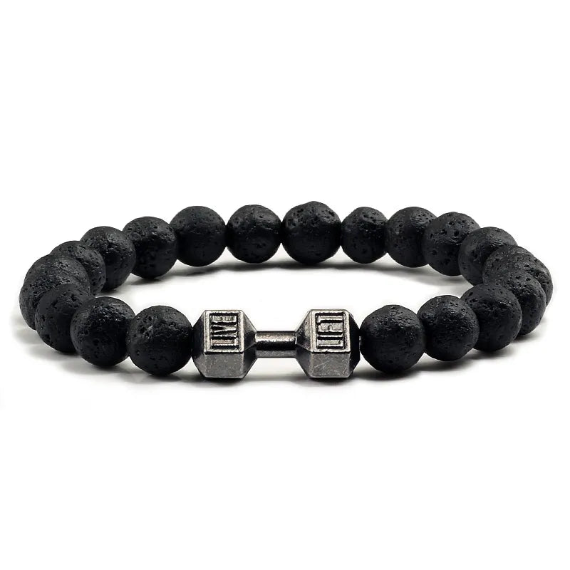 Gym Dumbbell Fitness Natural Volcanic Stone Bracelet Secondary image