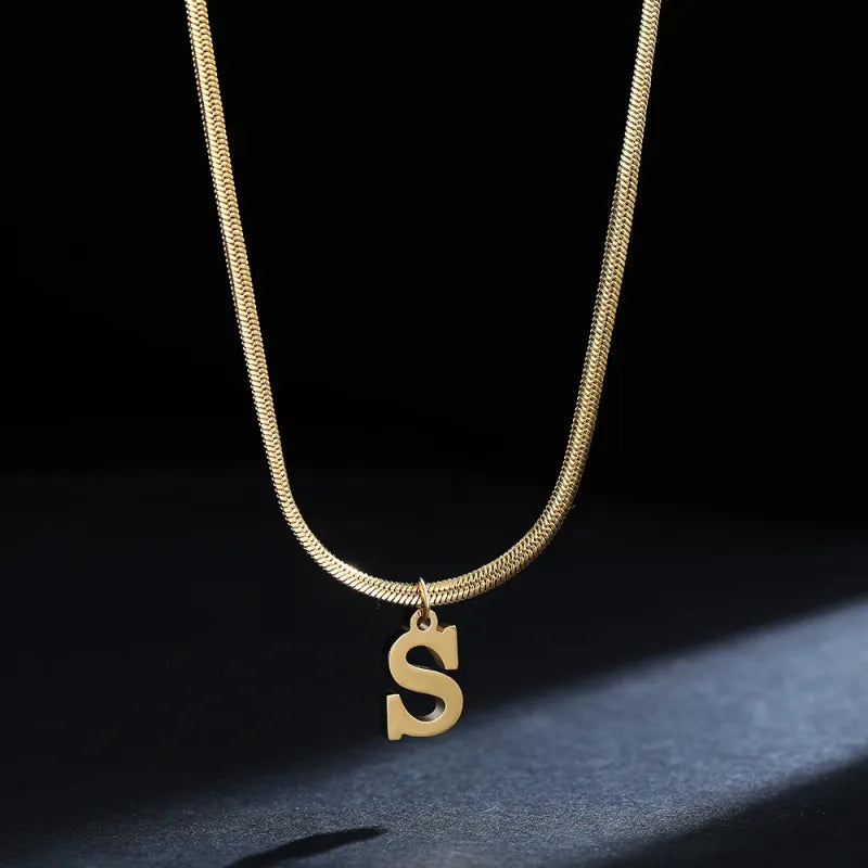 Elegant A-Z Stainless Steel Pendant Necklace