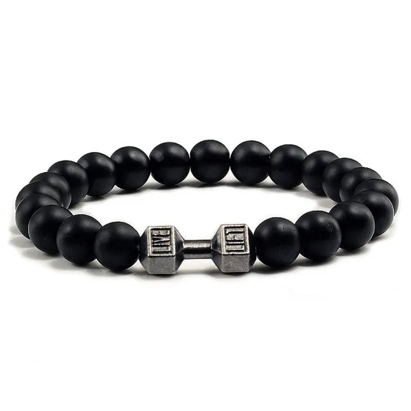 Gym Dumbbell Fitness Natural Volcanic Stone Bracelet