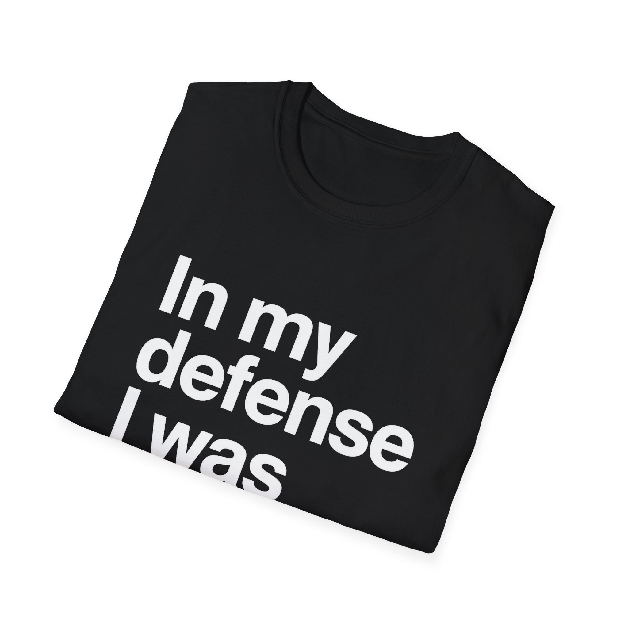 In My Defense I Was Bored Graphic T-Shirt — Funny Casual Tee for Humor Lovers