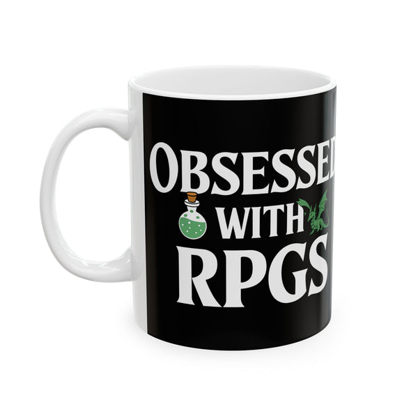 Obsessed With RPGs Ceramic Mug | Fantasy Role Playing Game Gifts (11oz)