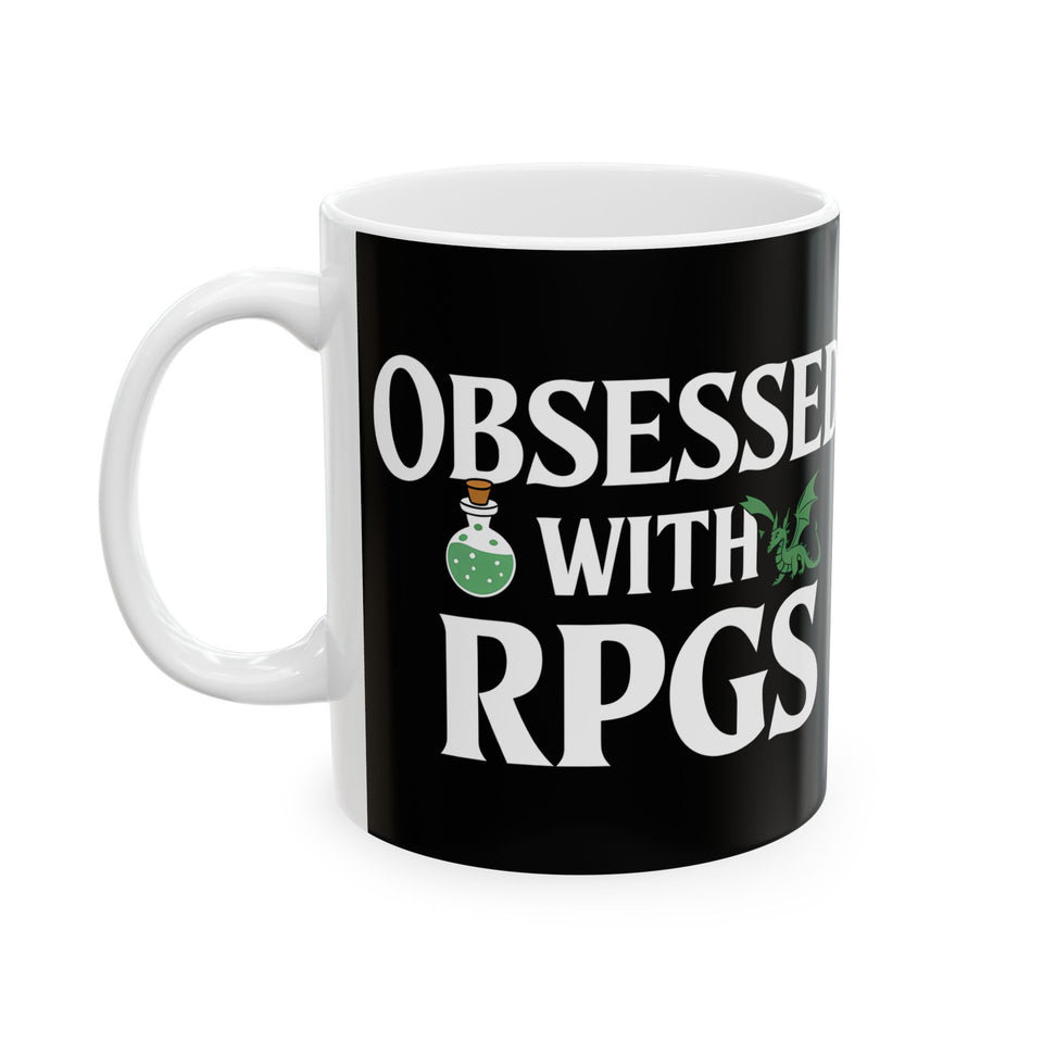 Obsessed With RPGs Ceramic Mug | Fantasy Role Playing Game Gifts (11oz)
