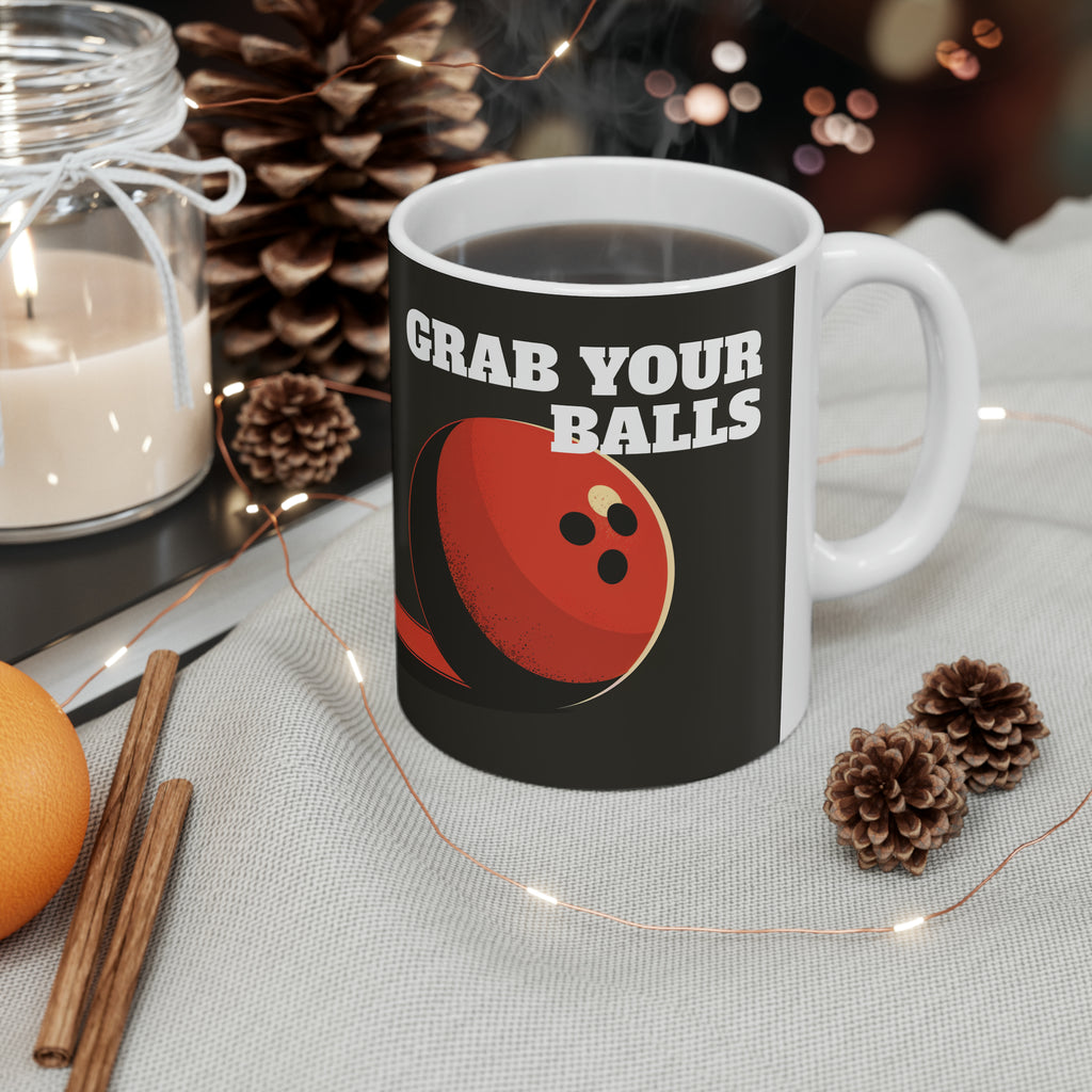 Funny Bowling Mug | Grab Your Balls Bowling Coffee Mug | Bowling Gifts | Funny Bowling Presents | Bowling Mug 2 11oz