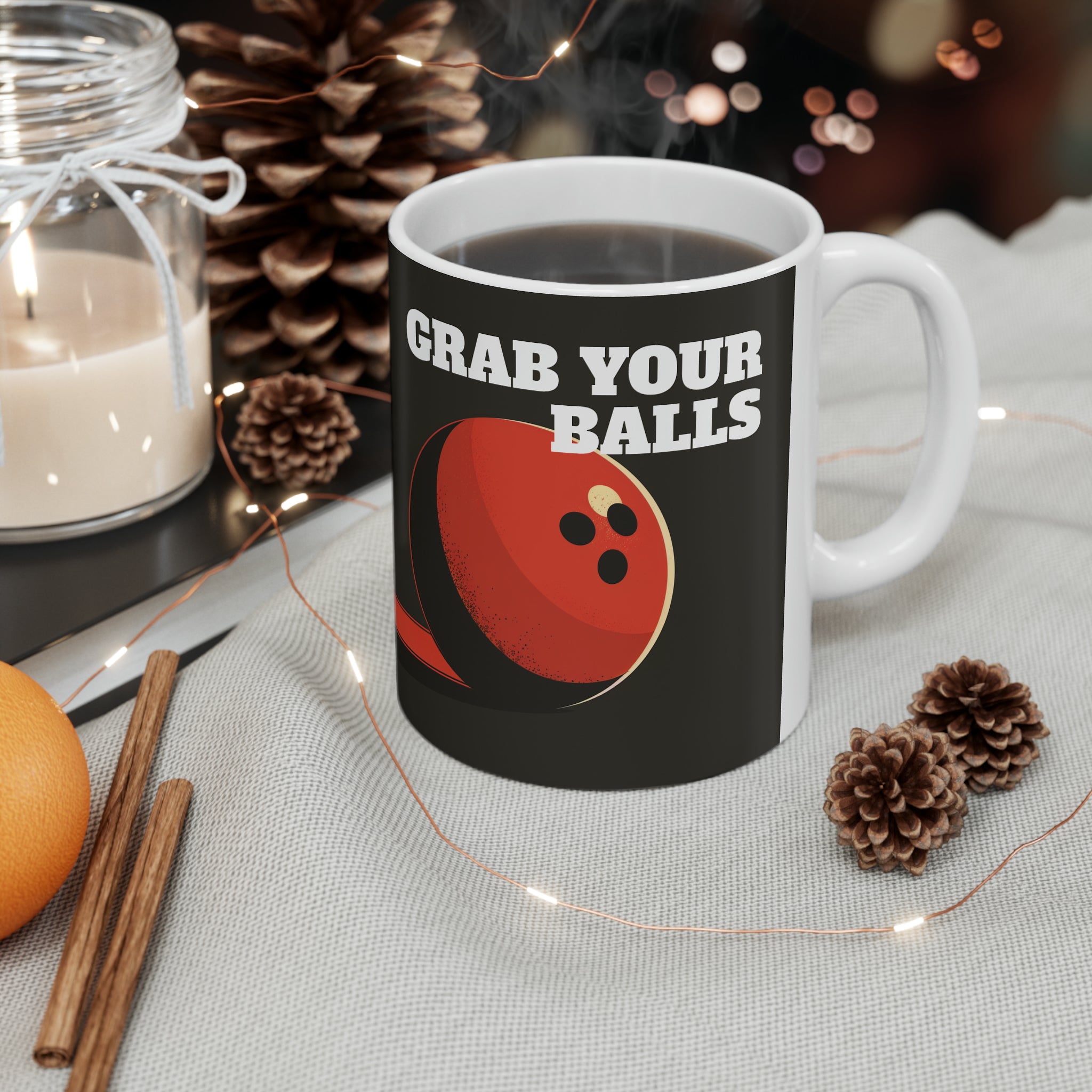Funny Bowling Mug | Grab Your Balls Bowling Coffee Mug | Bowling Gifts | Funny Bowling Presents | Bowling Mug 2 11oz