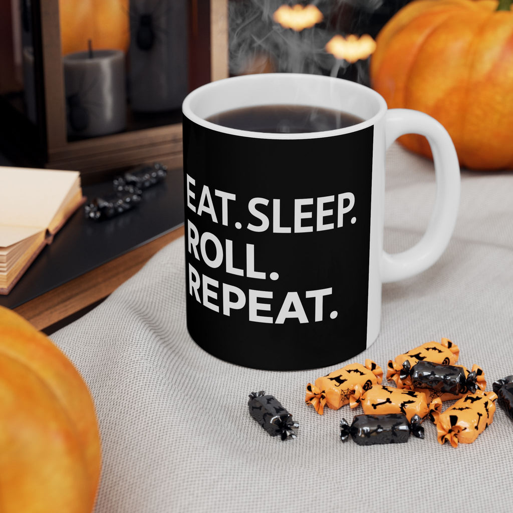 Brazilian Jiu Jitsu Eat Sleep Roll BJJ Ceramic Mug | Brazilian Jiu Jitsu Gifts (11oz)