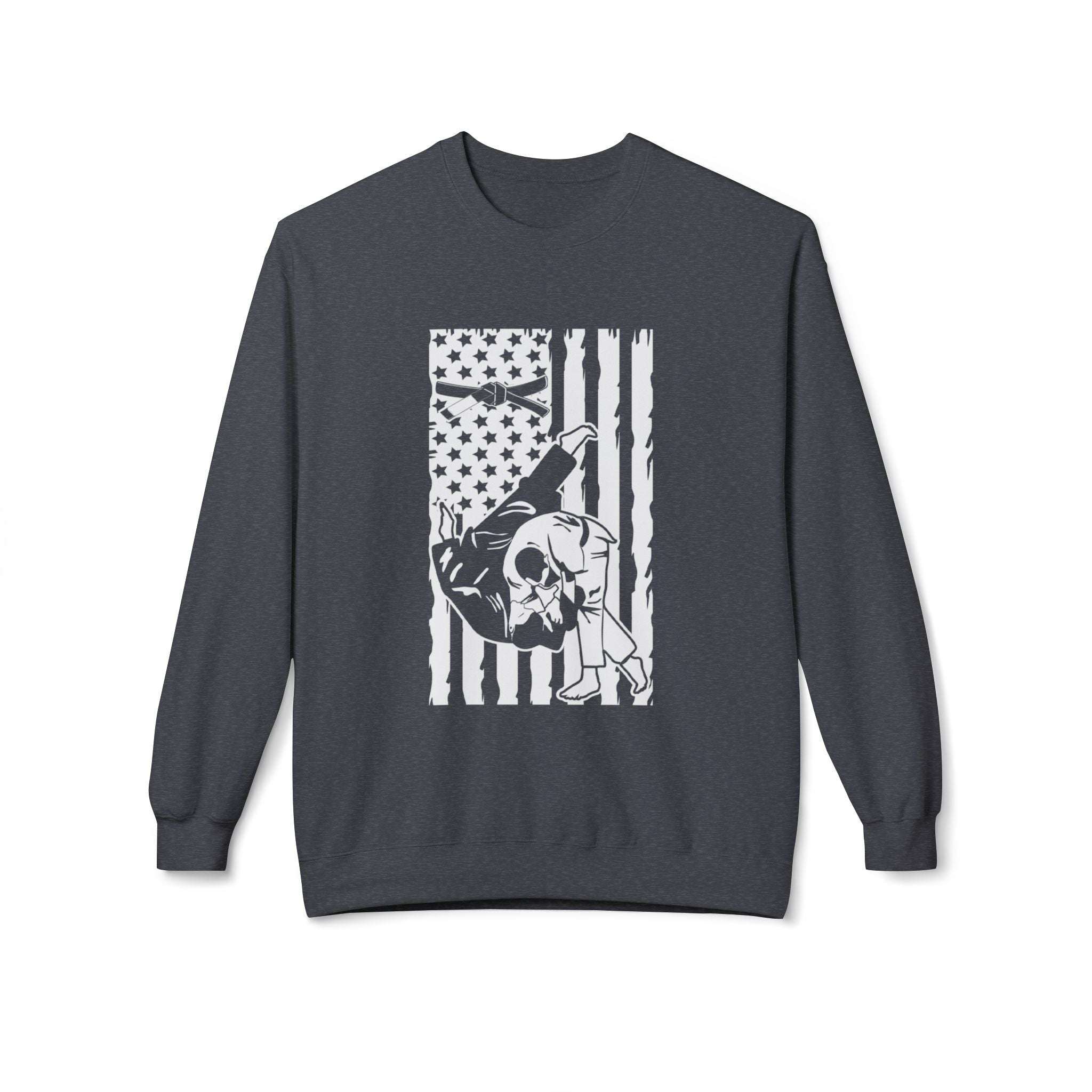 Brazilian Jiu Jitsu Flag Throw BJJ Unisex Midweight Softstyle Fleece Crewneck Sweatshirt