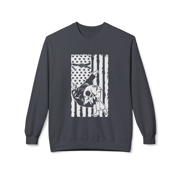 Brazilian Jiu Jitsu Flag Throw BJJ Unisex Midweight Softstyle Fleece Crewneck Sweatshirt