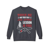 Brazilian Jiu Jitsu Touch Me And The First JJ Lesson Is Free BJJ Unisex Midweight Softstyle Fleece Crewneck Sweatshirt Brazilian Jiu Jitsu Touch Me And The First JJ Lesson Is Free BJJ Unisex Midweight Softstyle Fleece Crewneck Sweatshirt