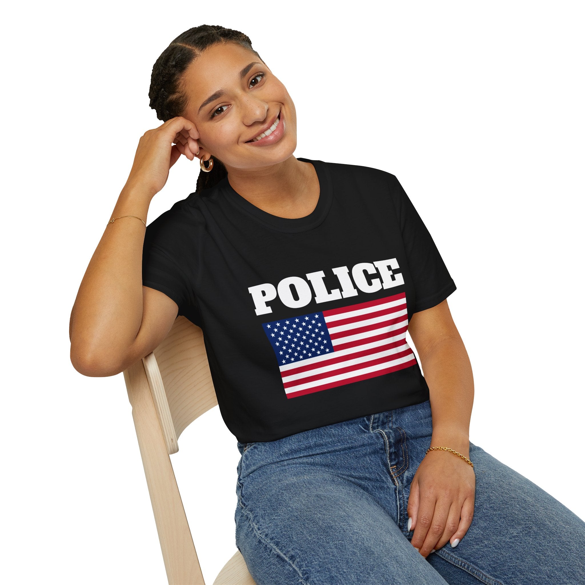 Police American Flag 4th of July USA Flag Patriotic T-Shirt - Police Officer American Flag 4th of July USA Tee