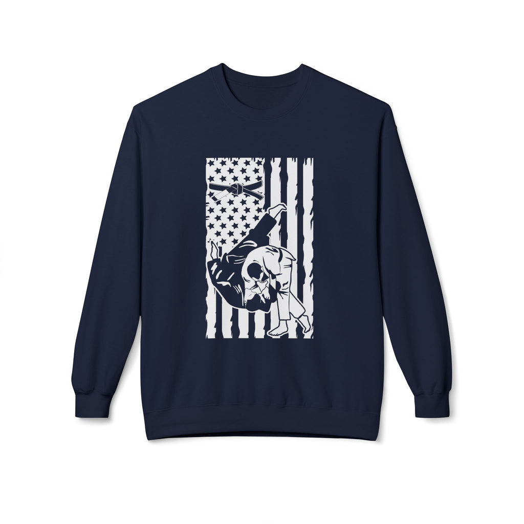 Brazilian Jiu Jitsu Flag Throw BJJ Unisex Midweight Softstyle Fleece Crewneck Sweatshirt
