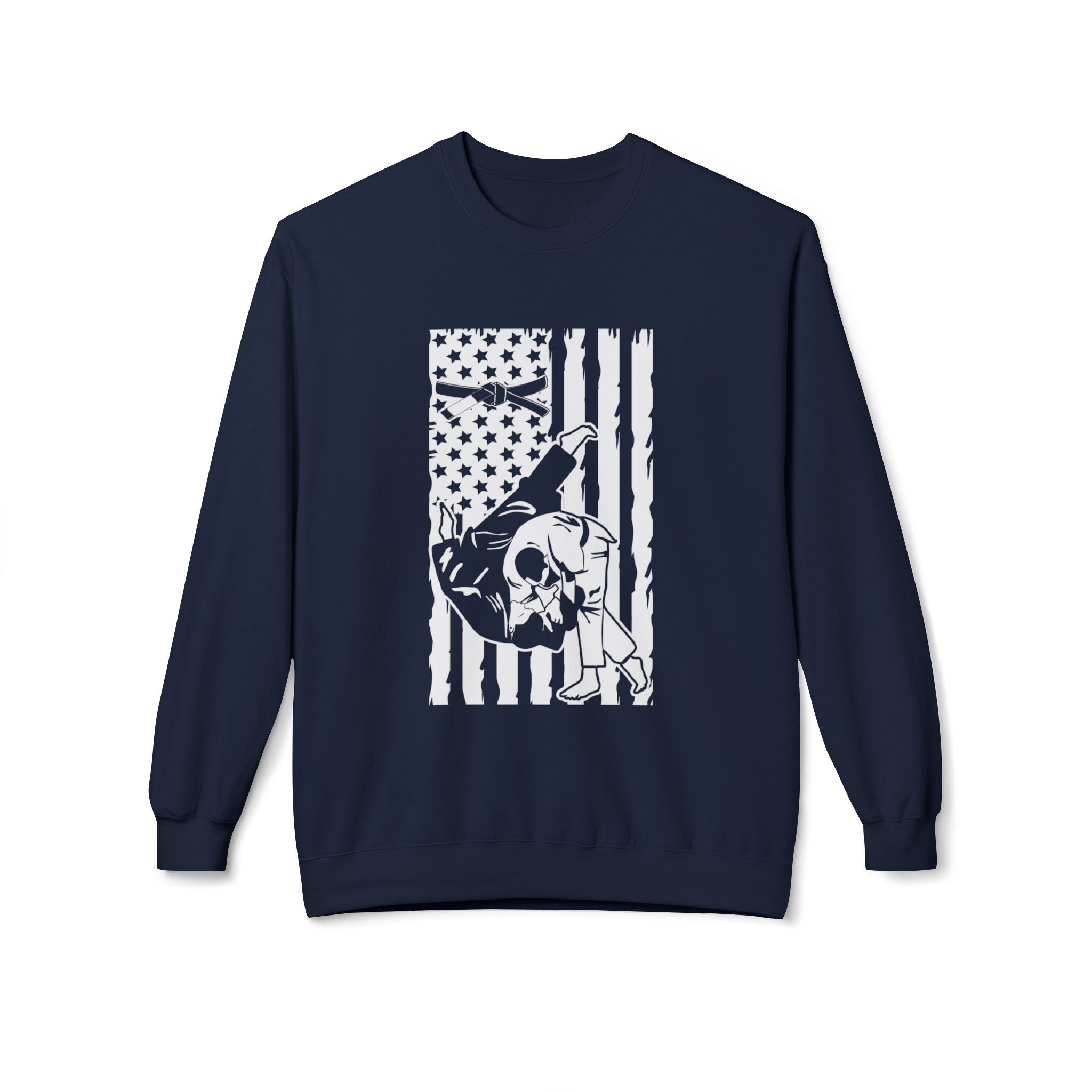 Brazilian Jiu Jitsu Flag Throw BJJ Unisex Midweight Softstyle Fleece Crewneck Sweatshirt