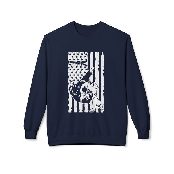 Brazilian Jiu Jitsu Flag Throw BJJ Unisex Midweight Softstyle Fleece Crewneck Sweatshirt