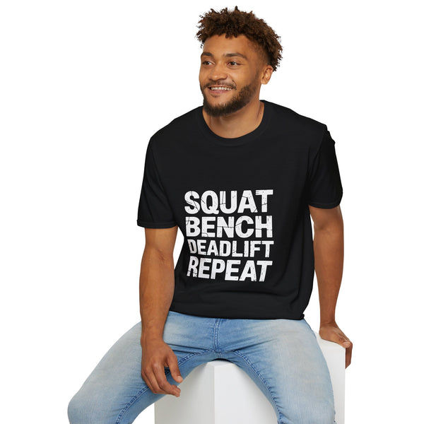 Gym Workout T-Shirt 2 - Squat Bench Deadlift Repeat Shirt