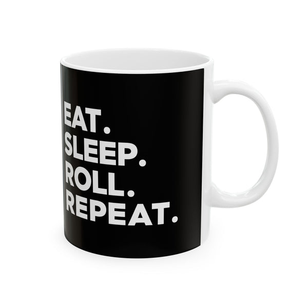 Brazilian Jiu Jitsu Eat Sleep Roll 2 BJJ Ceramic Mug | Brazilian Jiu Jitsu Gifts (11oz)